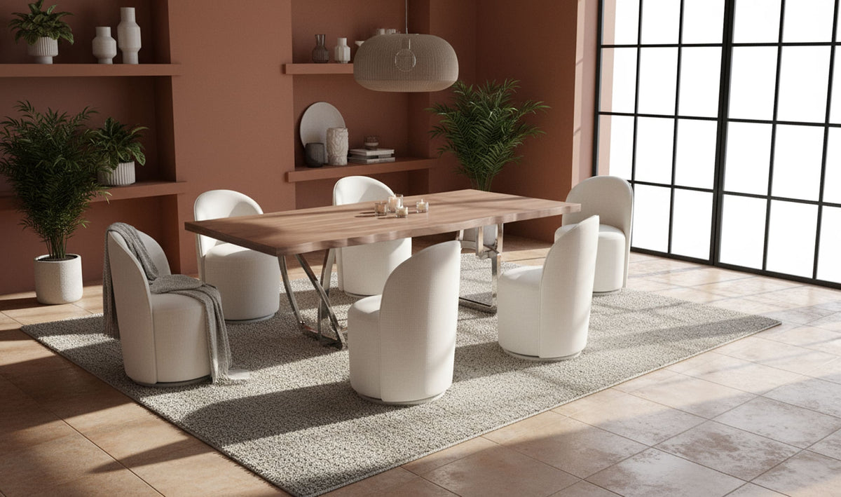 Addy Modern Walnut & Stainless Steel Dining Table by VIG Furniture - View 8