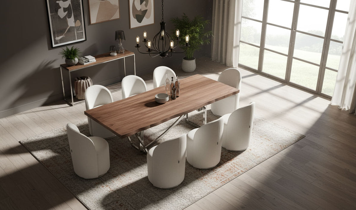 Addy Modern Walnut & Stainless Steel Dining Table by VIG Furniture - View 9