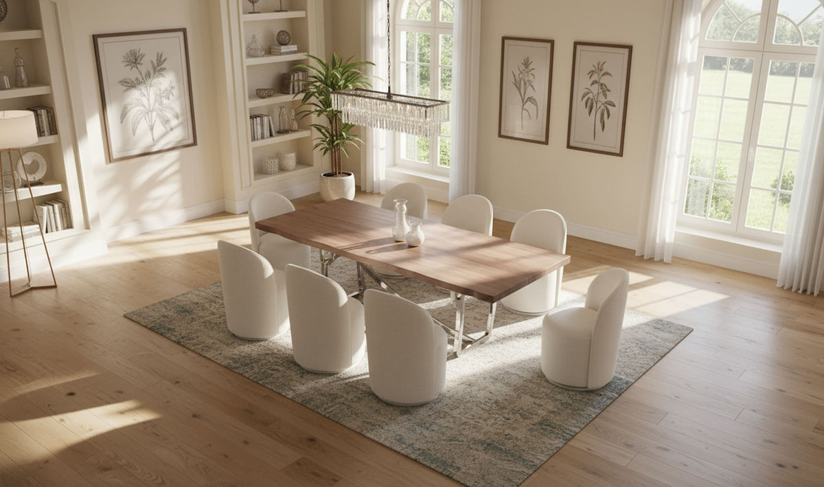 Addy Modern Walnut & Stainless Steel Dining Table by VIG Furniture - View 5