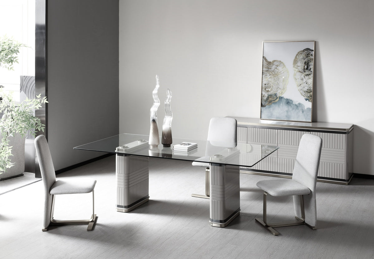 T2397 - Glass + White + Gold Dining Table by VIG Furniture - View 2