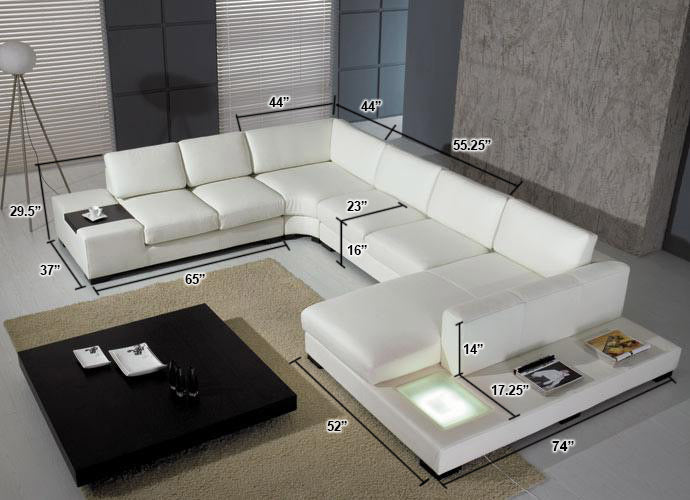 T35 - Modern Black Genuine Leather Sectional Sofa with Light by VIG Furniture - View 6