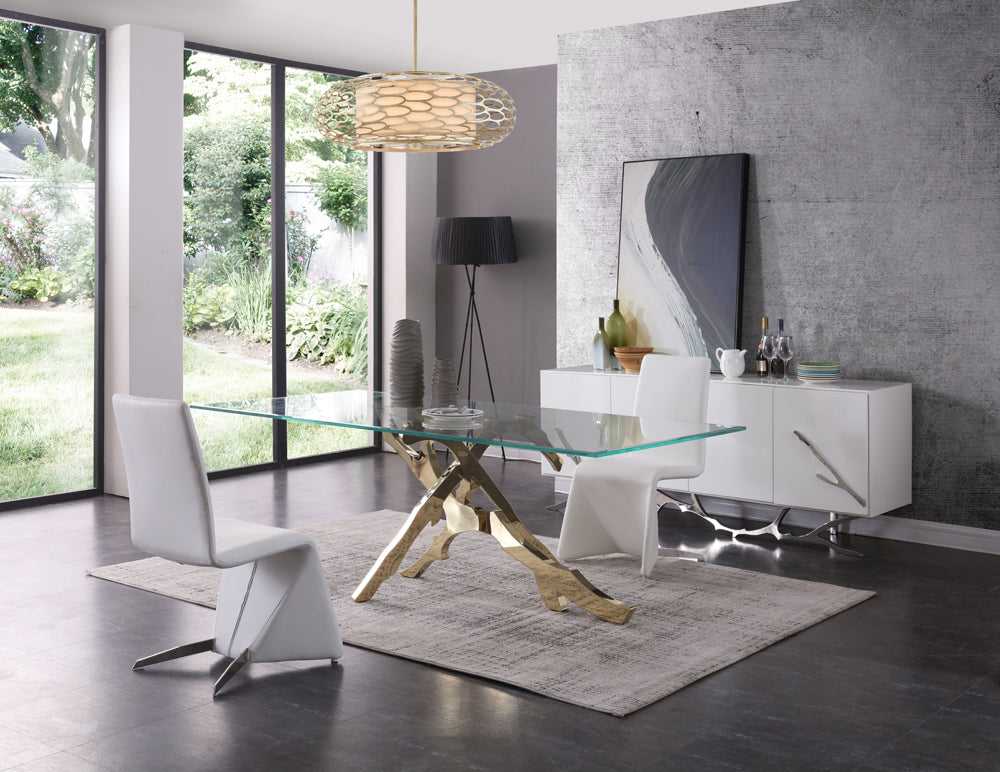 Legend Modern Glass & Gold Dining Table by VIG Furniture - View 3