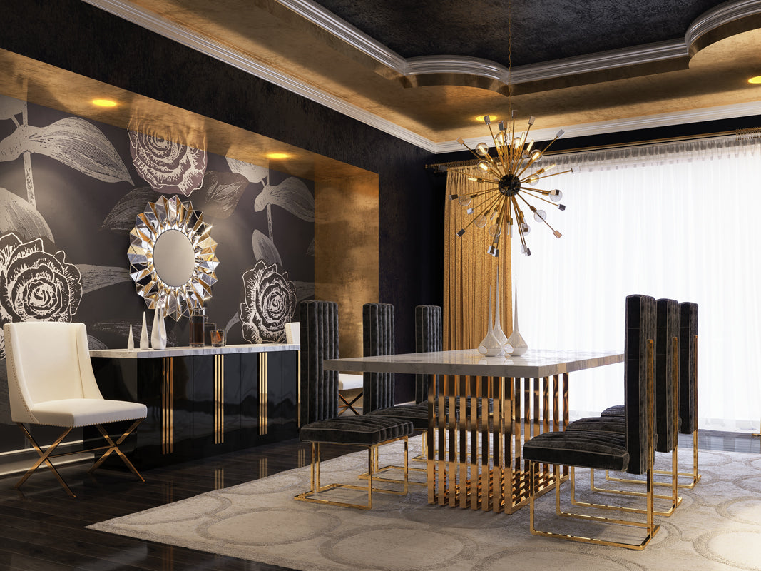 Kingsley Modern Marble & Rosegold Dining Table by VIG Furniture - View 2