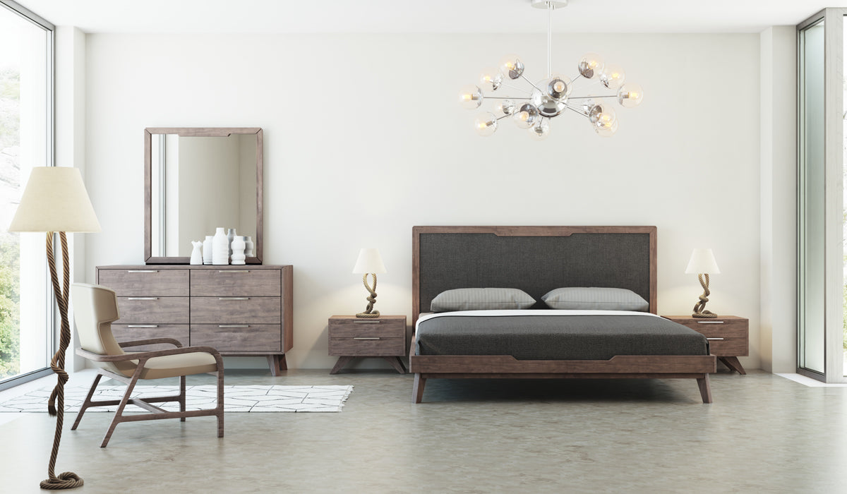 Soria Mid-Century Grey & Walnut Bed by VIG Furniture - View 6