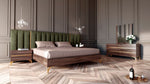 Calabria Modern Walnut & Green Velvet Bed & Nightstands by VIG Furniture - View 5