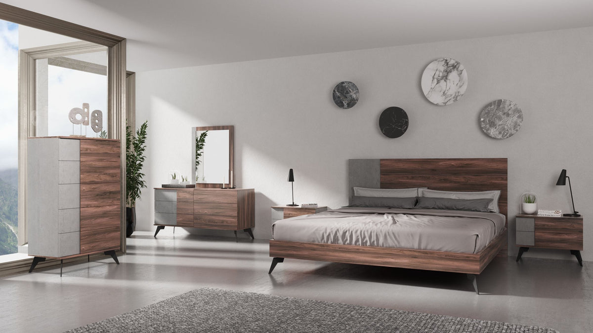 Palermo - Modern Italian Faux Concrete & Walnut Bed by VIG Furniture - View 4