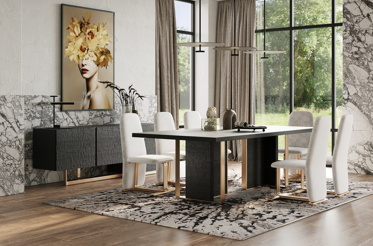 Tasha - Modern Black Ash + Brushed Gold Rectangular Dining Table by VIG Furniture - View 3