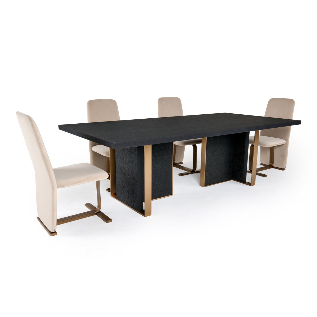 Tasha - Modern Black Ash + Brushed Gold Rectangular Dining Table by VIG Furniture - View 10