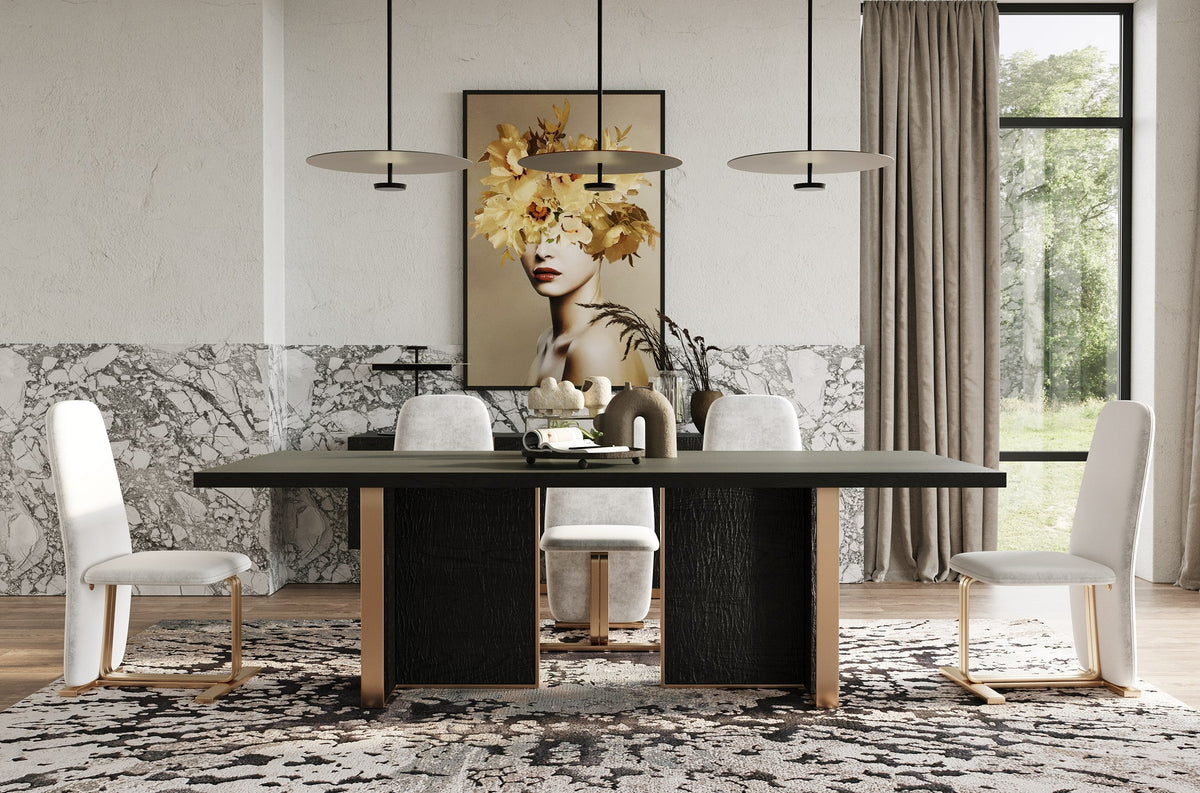 Tasha - Modern Black Ash + Brushed Gold Rectangular Dining Table by VIG Furniture - View 2
