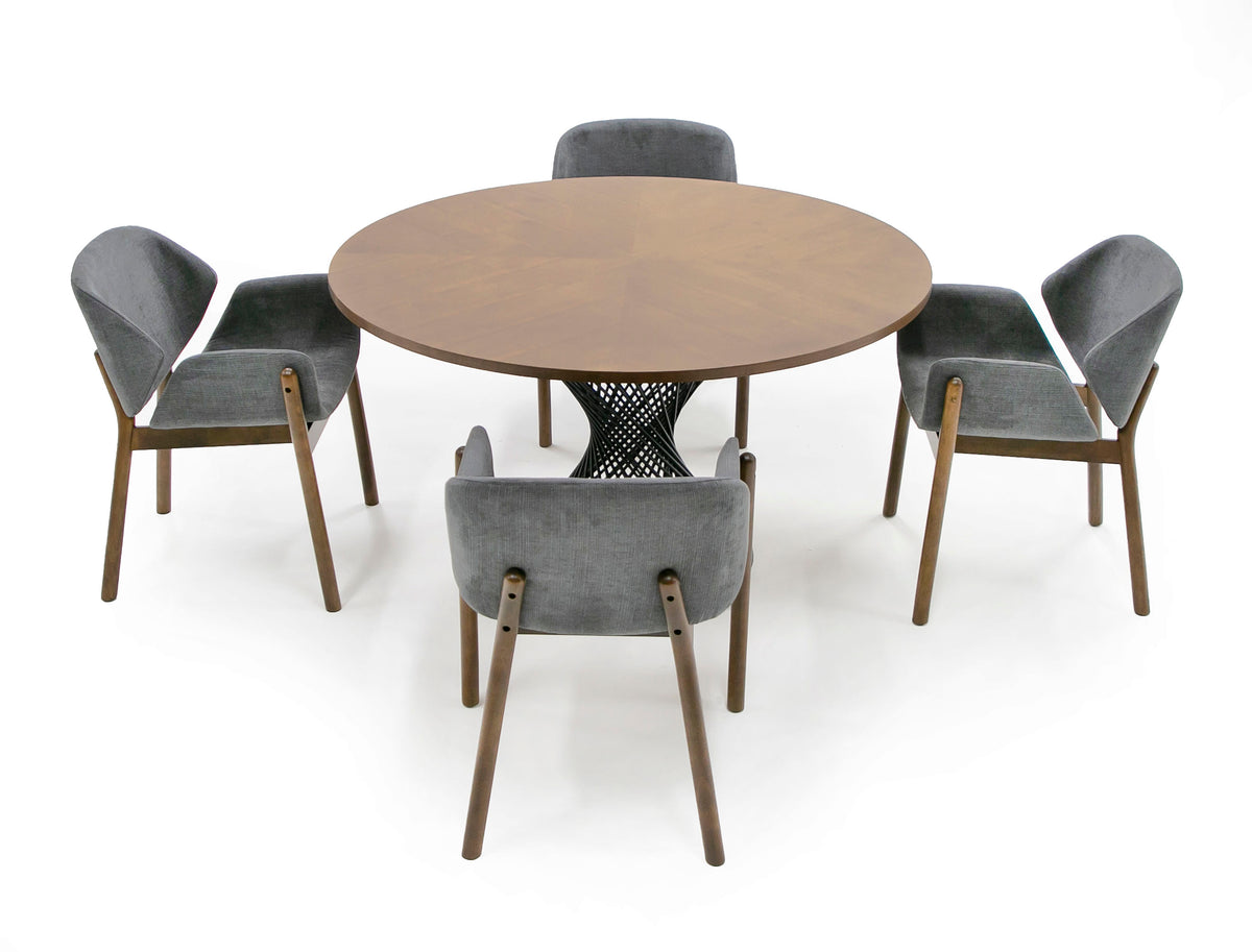 Theresa Modern Round Walnut & Black Table by VIG Furniture - View 3