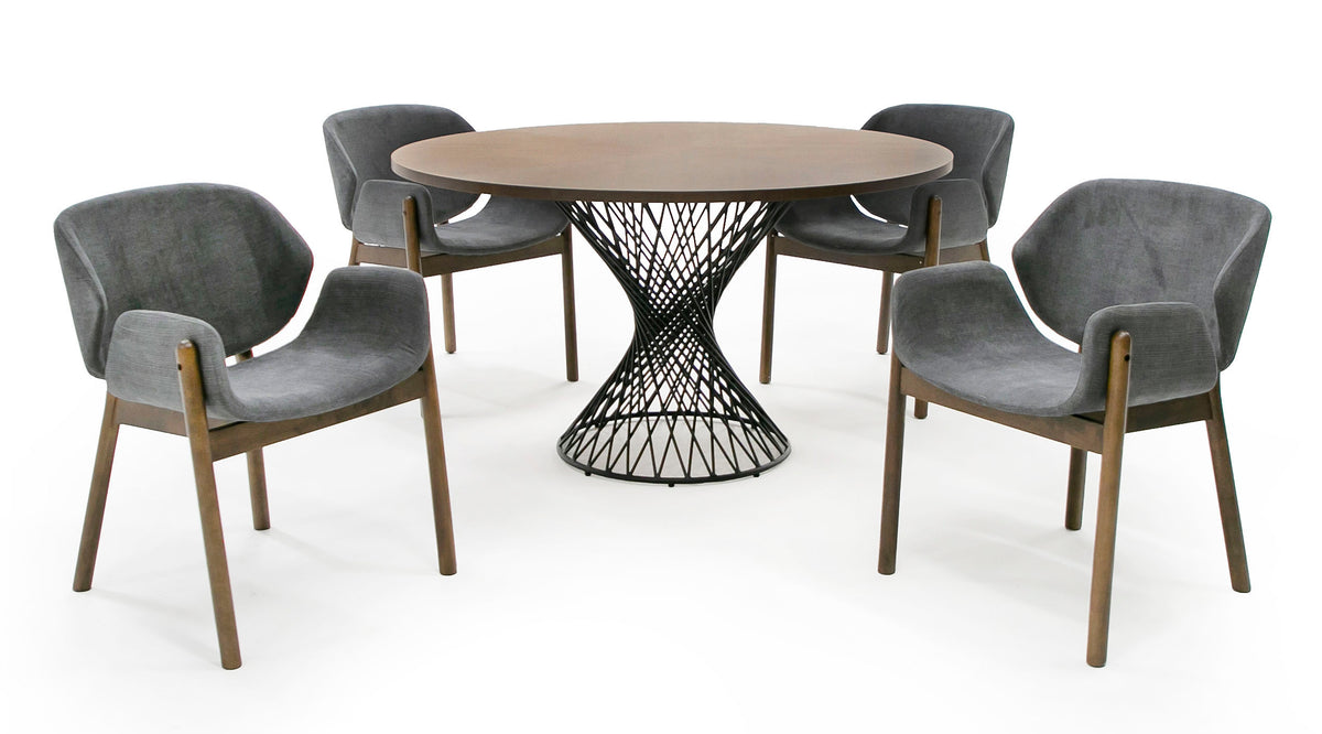Theresa Modern Round Walnut & Black Table by VIG Furniture - View 4