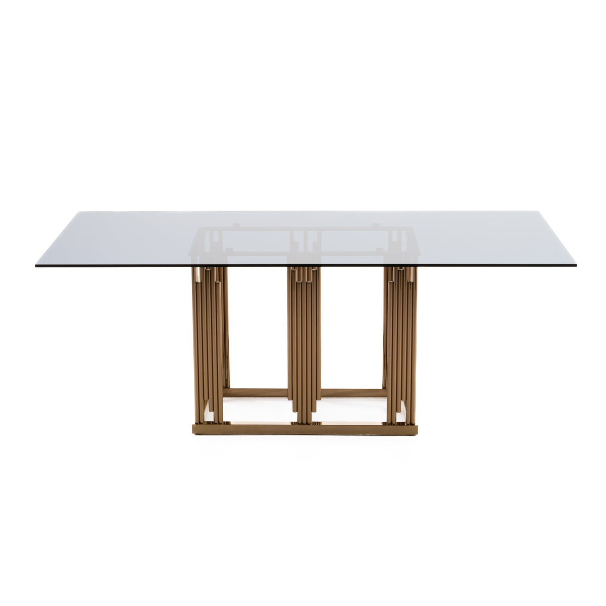 Token Modern Smoked Grey Glass & Rosegold Dining Table by VIG Furniture - View 3