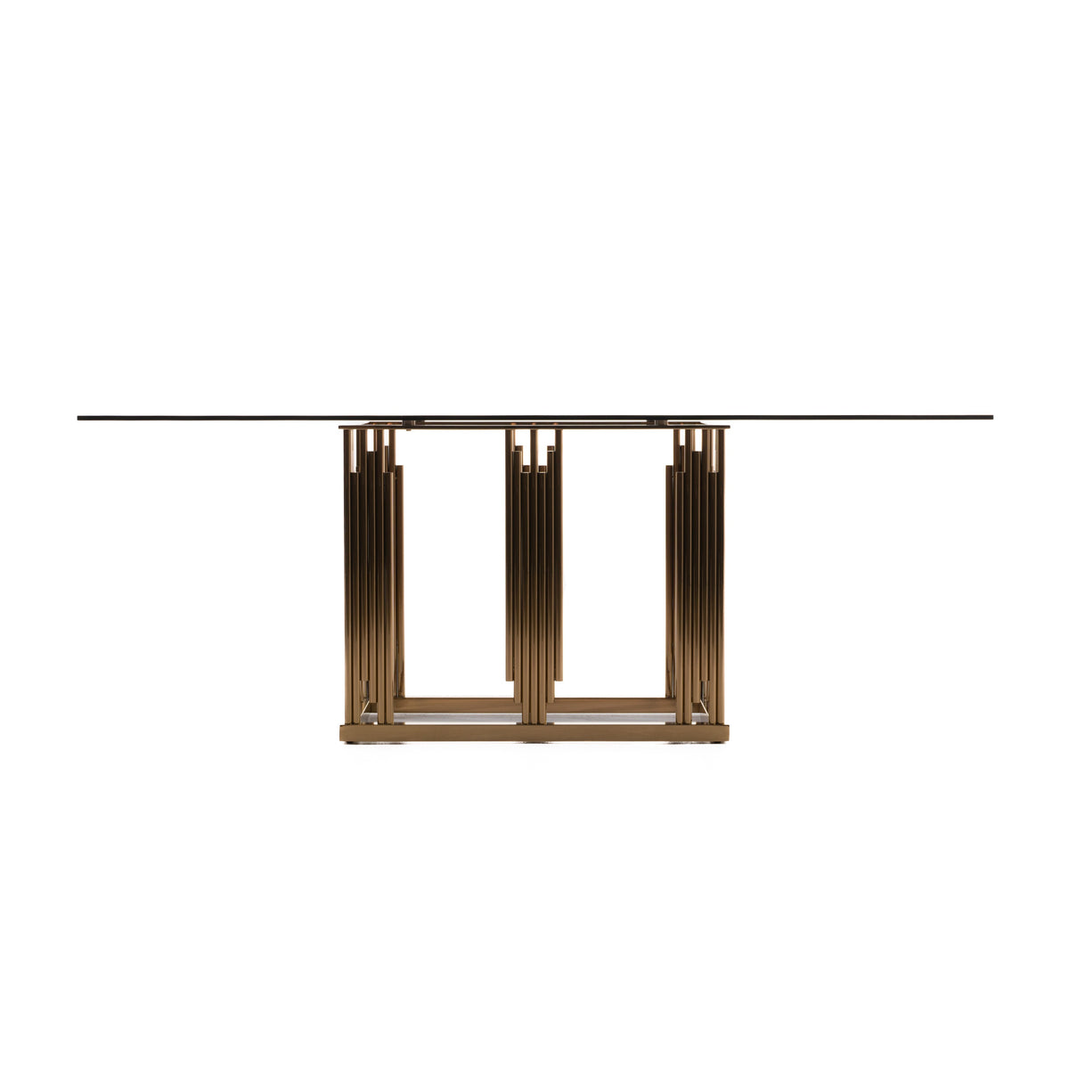 Token Modern Smoked Grey Glass & Rosegold Dining Table by VIG Furniture - View 1