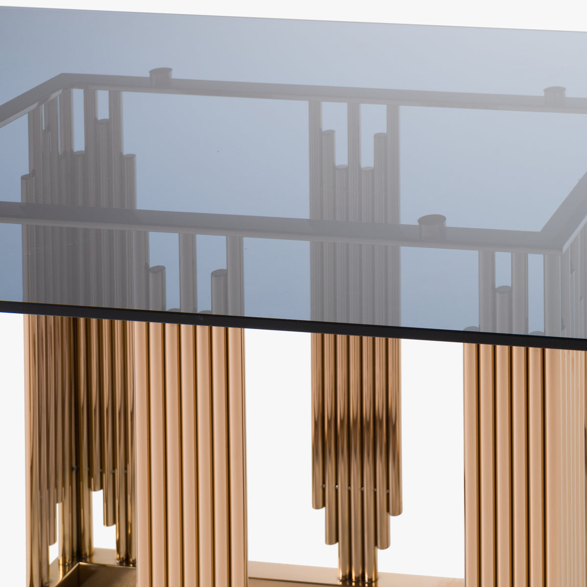 Token Modern Smoked Grey Glass & Rosegold Dining Table by VIG Furniture - View 5