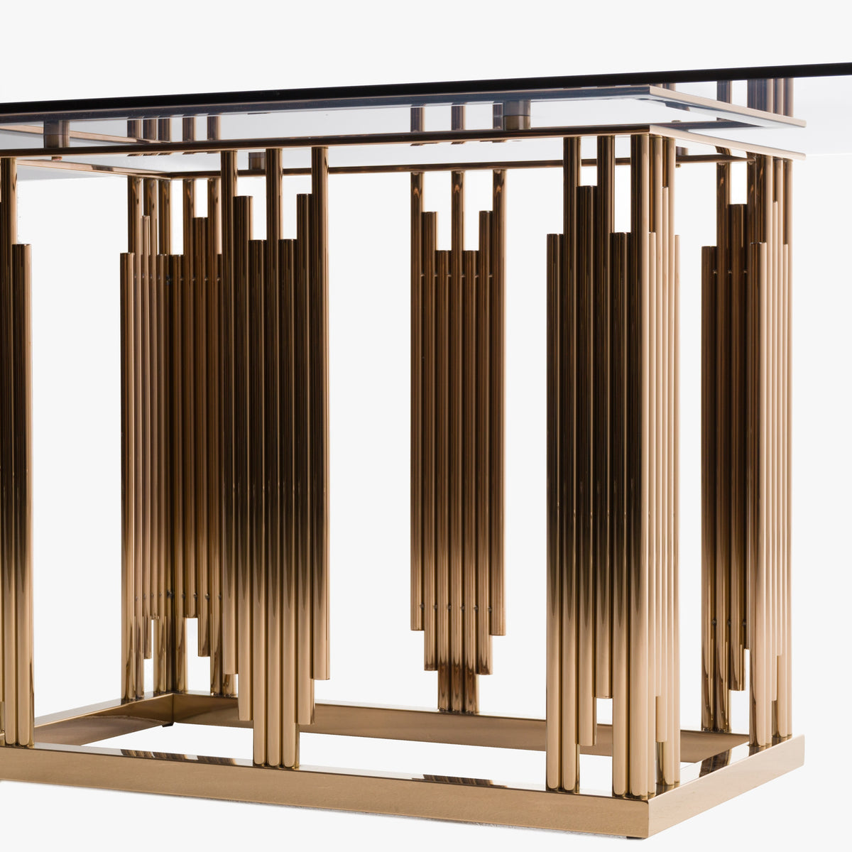 Token Modern Smoked Grey Glass & Rosegold Dining Table by VIG Furniture - View 6
