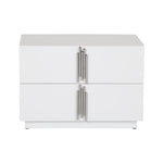 Token - Modern White & Stainless Steel Wide Nightstand by VIG Furniture - View 1