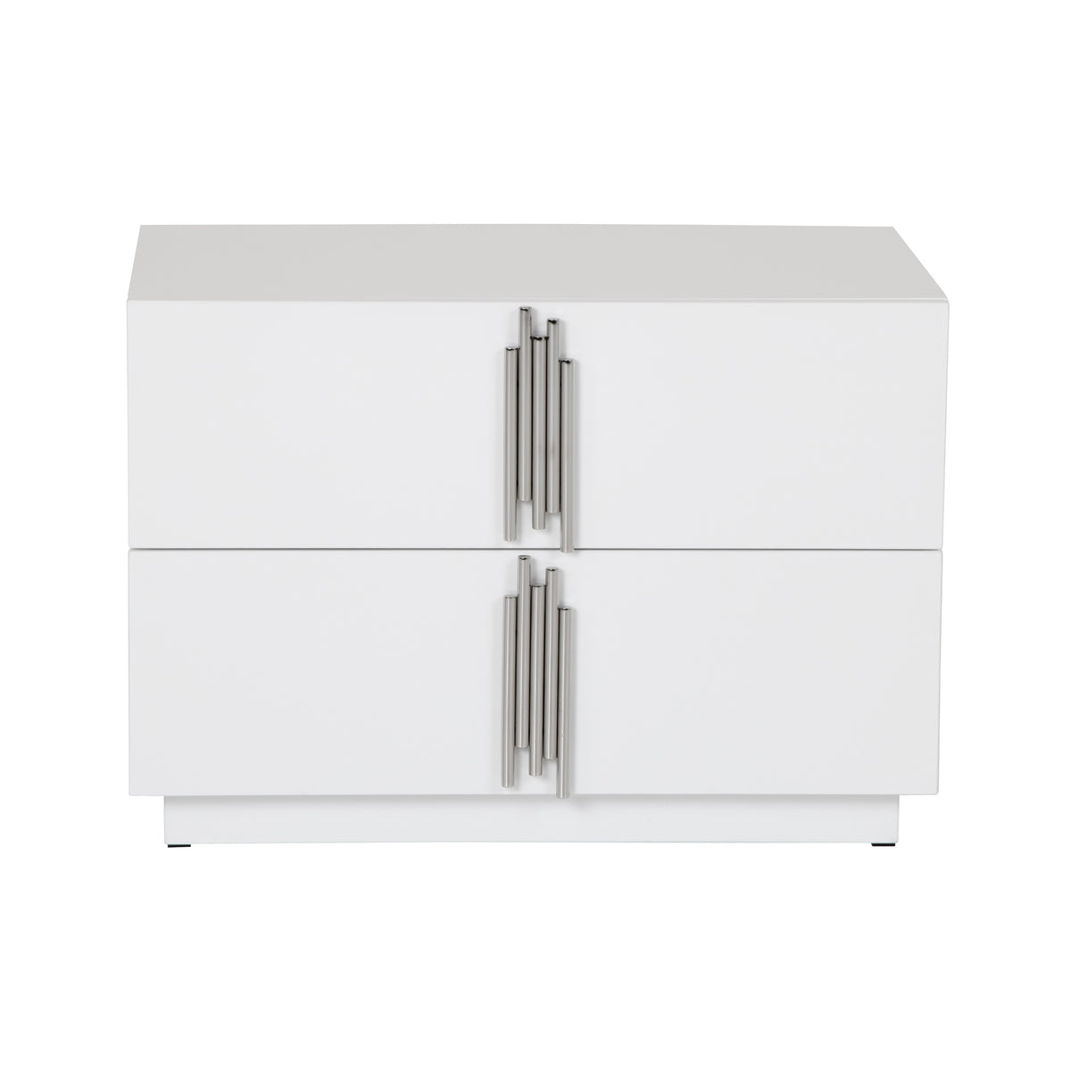 Token - Modern White & Stainless Steel Wide Nightstand by VIG Furniture - View 1