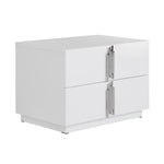 Token - Modern White & Stainless Steel Wide Nightstand by VIG Furniture - View 2