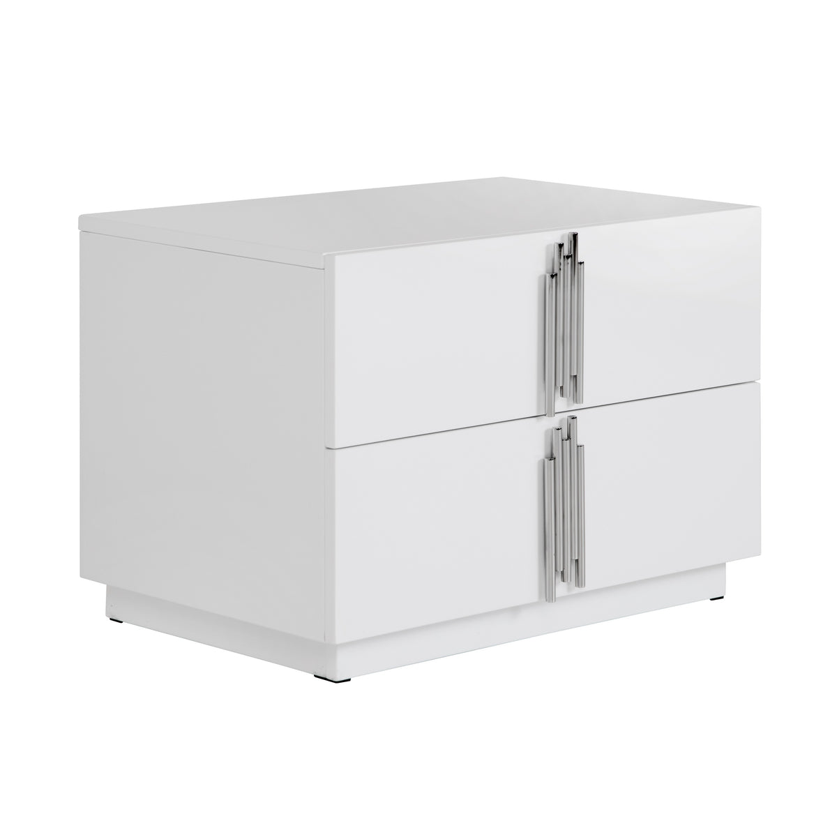 Token - Modern White & Stainless Steel Wide Nightstand by VIG Furniture - View 2