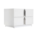 Token - Modern White & Stainless Steel Wide Nightstand by VIG Furniture - View 3