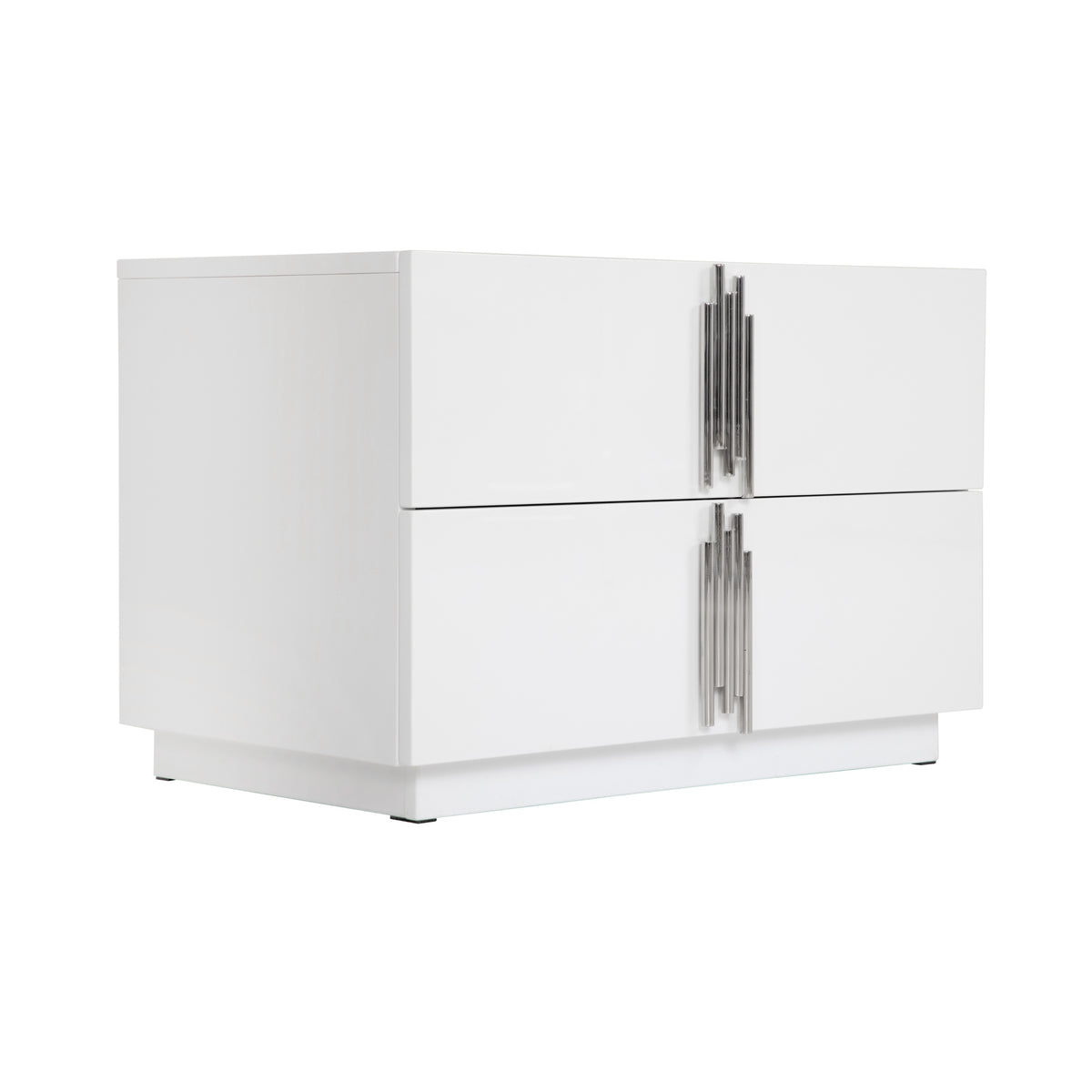 Token - Modern White & Stainless Steel Wide Nightstand by VIG Furniture - View 3