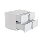 Token - Modern White & Stainless Steel Wide Nightstand by VIG Furniture - View 5
