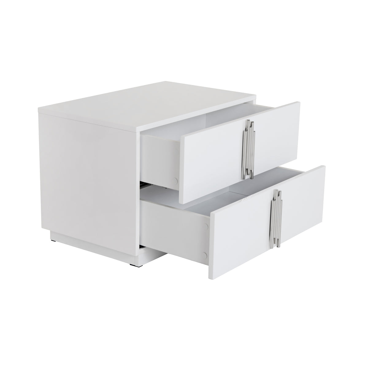 Token - Modern White & Stainless Steel Wide Nightstand by VIG Furniture - View 5