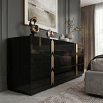Eastern King Token Modern Black & Gold 4-Piece Bedroom Set