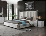 Token - Queen Modern Cream & Stainless Steel Bed + Nightstands by VIG Furniture - View 1