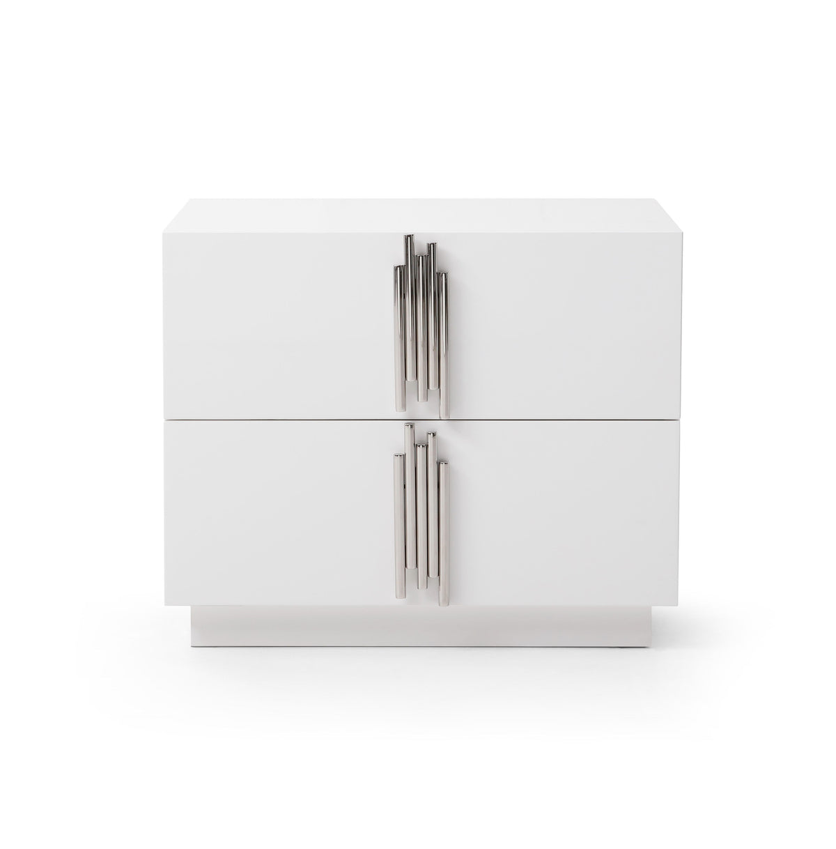 Token - Queen Modern Cream & Stainless Steel Bed + Nightstands