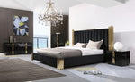 Token - Eastern King Modern Black + Gold Bed + Nightstands