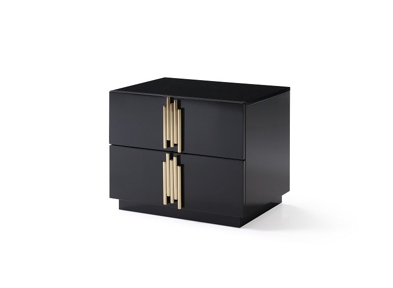 Token - Eastern King Modern Black + Gold Bed + Nightstands
