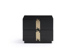 Token - Eastern King Modern Black + Gold Bed + Nightstands