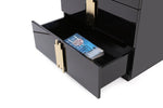 Token - Eastern King Modern Black + Gold Bed + Nightstands