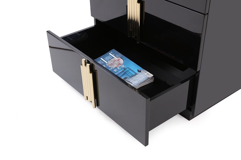 Token - Eastern King Modern Black + Gold Bed + Nightstands
