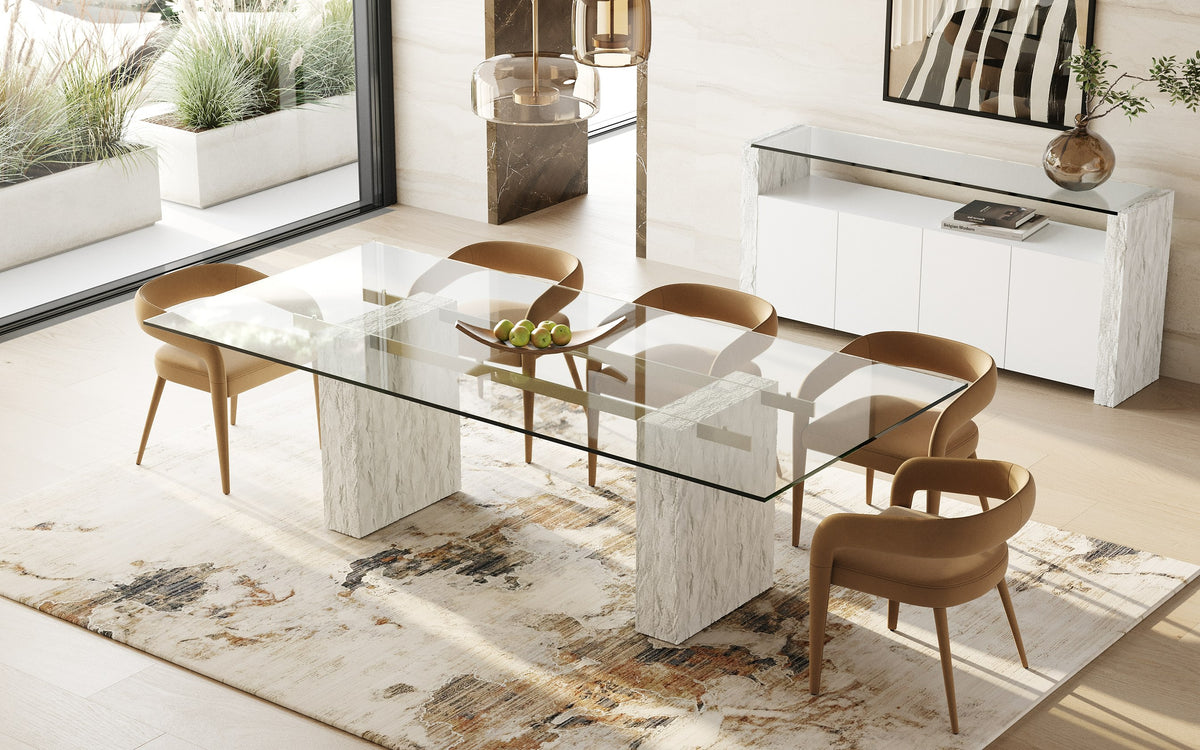 Ashley - Modern Glass + White Fiberglass Dining Table by VIG Furniture - View 9