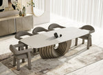 Moorgate - Modern Travertine Ceramic + Bronze Dining Table by VIG Furniture - View 3