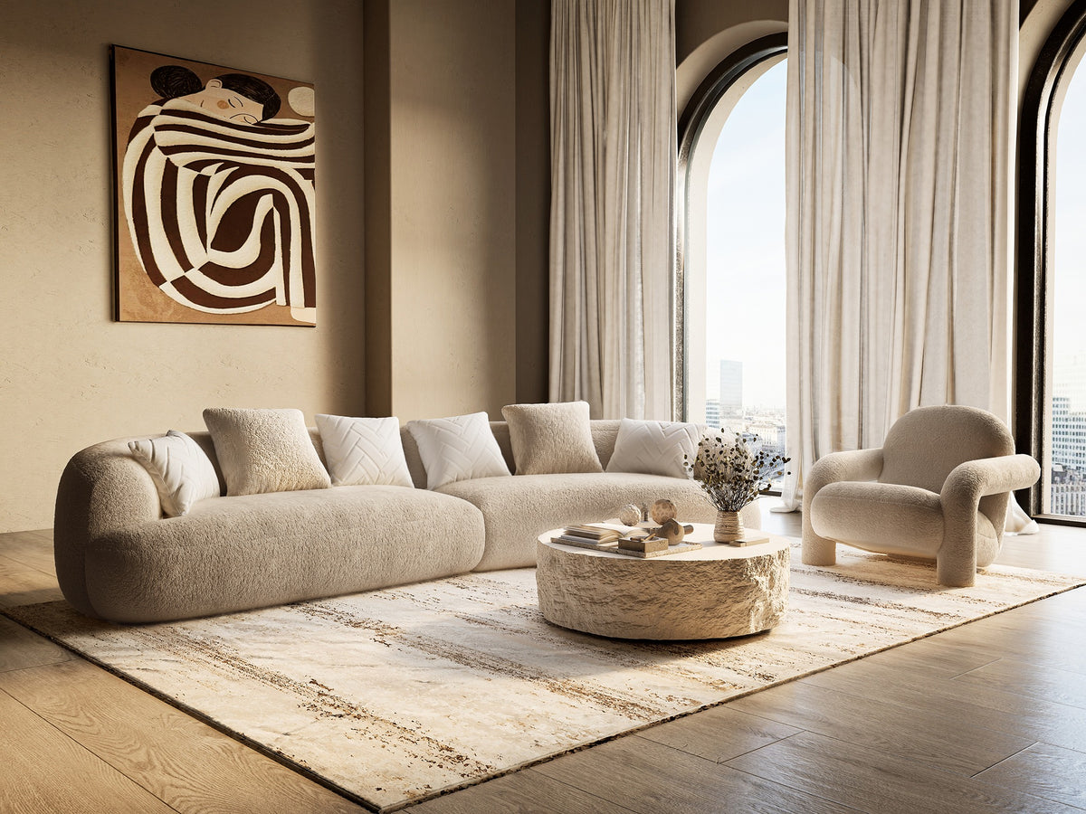 Trevor - Modern Tan Fabric Curved Sectional Sofa by VIG Furniture - View 9