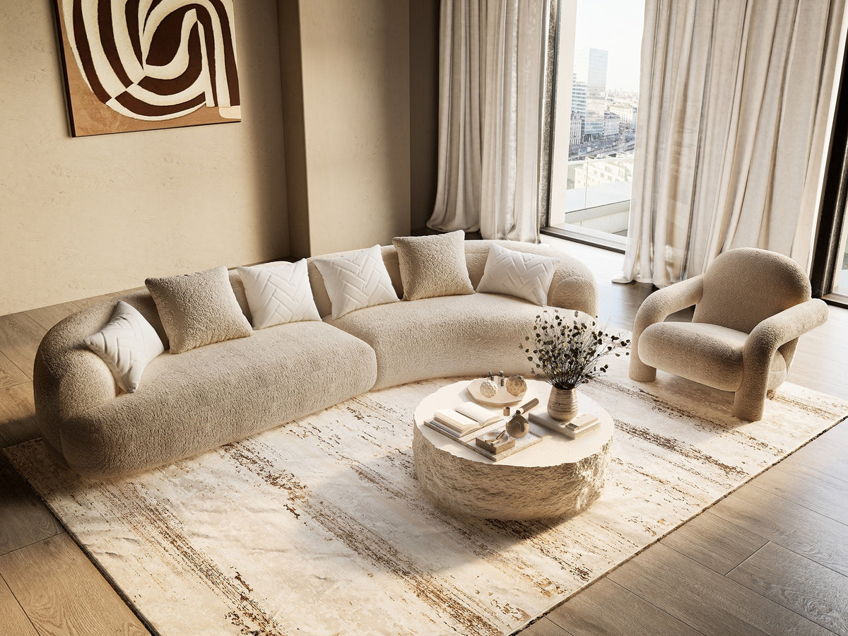 Trevor - Modern Tan Fabric Curved Sectional Sofa by VIG Furniture - View 10