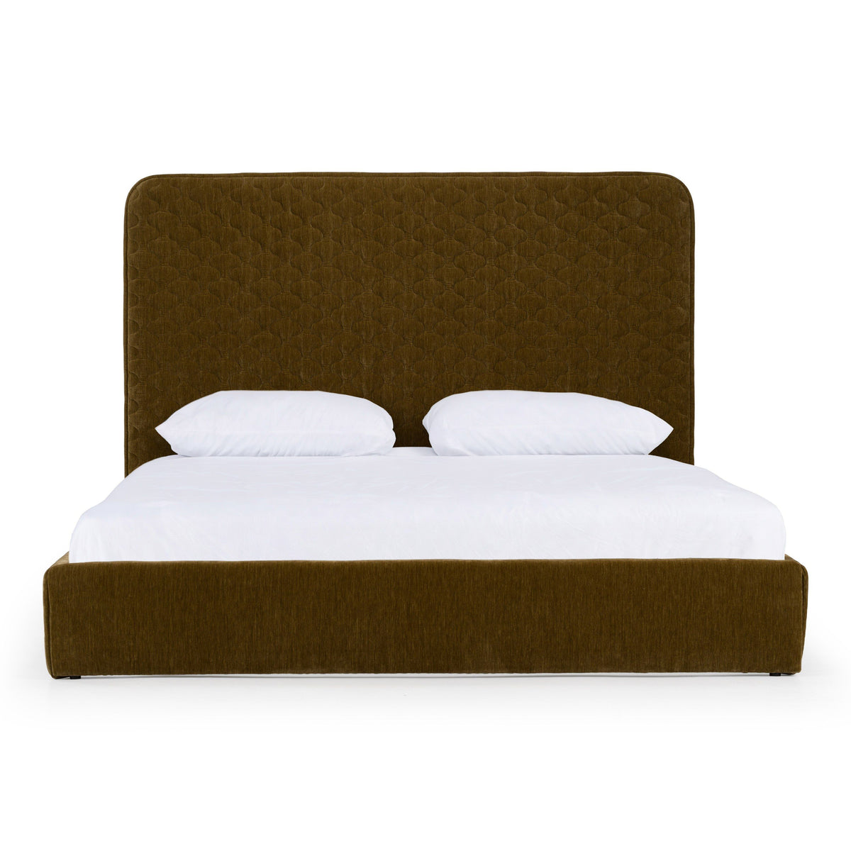 Queen Trieste - Modern Brown Fabric Bed