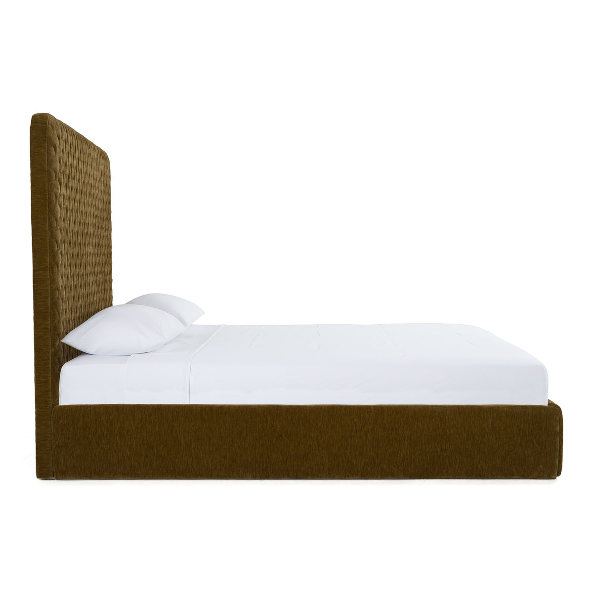 Queen Trieste - Modern Brown Fabric Bed