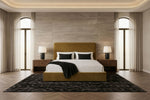 Queen Trieste - Modern Brown Fabric Bed