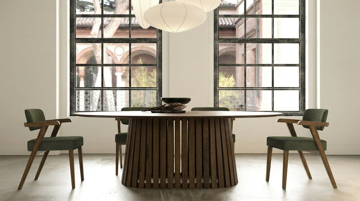 Truman - Mid-Century Modern Walnut Oval Dining Table by VIG Furniture - View 6