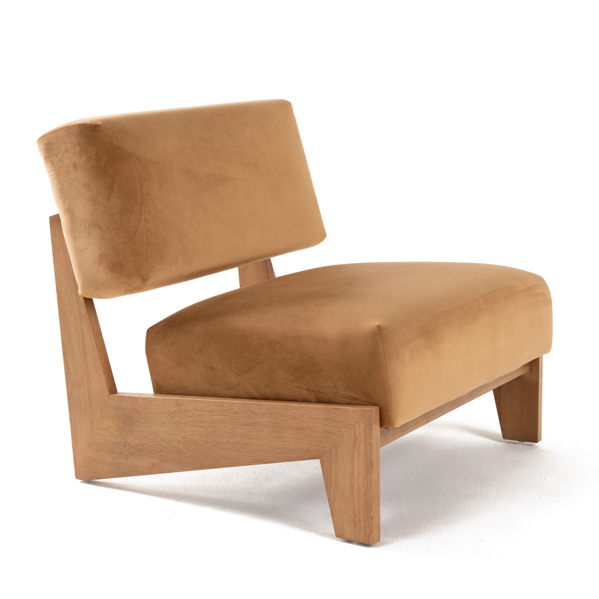 Tucker - Mid-Century Modern Camel Velvet + Chestnut Accent Chair by VIG Furniture - View 1