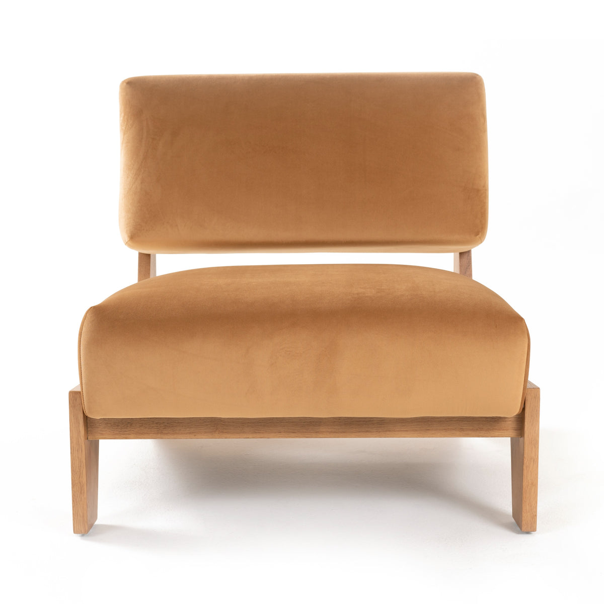 Tucker - Mid-Century Modern Camel Velvet + Chestnut Accent Chair by VIG Furniture - View 2