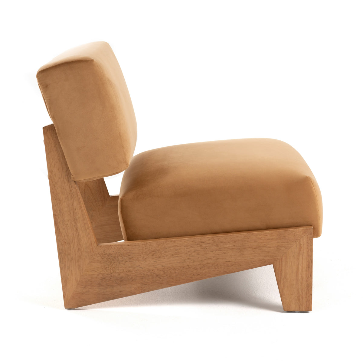Tucker - Mid-Century Modern Camel Velvet + Chestnut Accent Chair by VIG Furniture - View 3