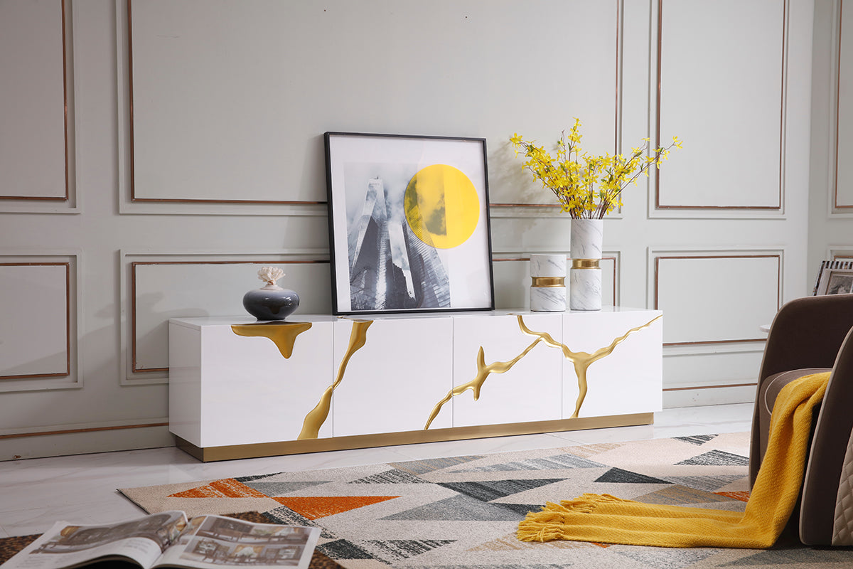 Aspen Modern White & Gold TV Stand by VIG Furniture - View 5