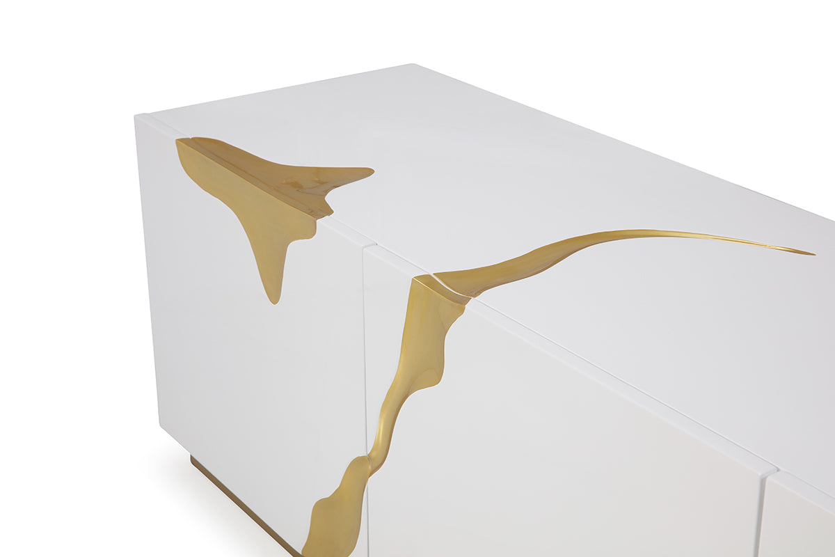 Aspen Modern White & Gold TV Stand by VIG Furniture - View 3