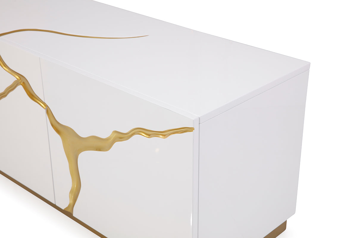 Aspen Modern White & Gold TV Stand by VIG Furniture - View 4