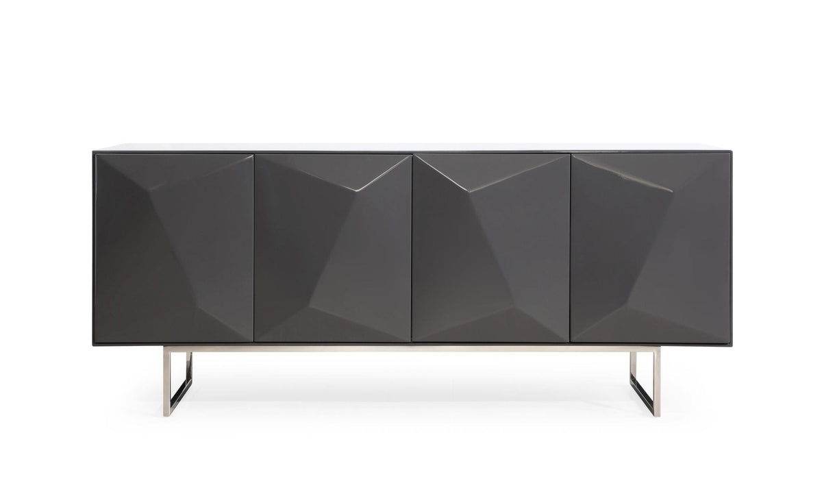 Vanguard - Modern Dark Grey High Gloss Buffet by VIG Furniture - View 2